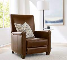 irving roll arm leather recliner