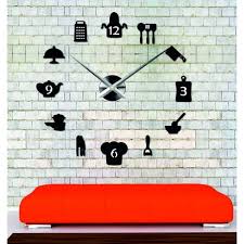 Large Modern Wall Clock Sticking To The