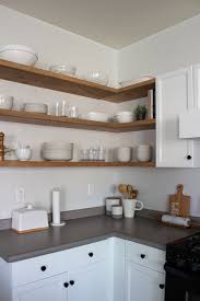 diy floating corner shelves in kitchen