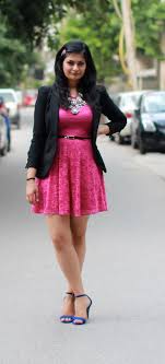 pink lace dress indian makeup and