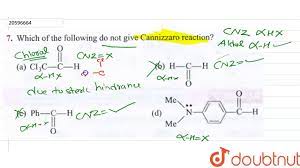 Which of the following donot give Cannizzaro reaction ? - YouTube