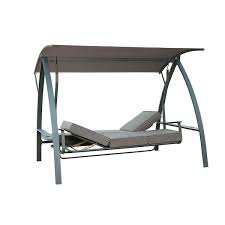 3 Seat Gray Daybed Steel Porch Swing