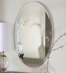glass oval wall mirror in silver
