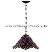 red stained glass ceiling pendant lamp