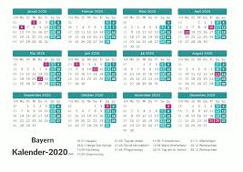 Der folgende kalender enthält das gesamte jahr auf einer seite und ist im. Kalender 2020 Bayern