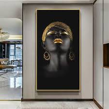 black woman african model gold makeup