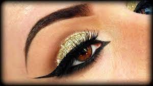 christmas makeup gold glitter elegant