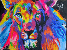 The Coloured Lion Painting By Karan