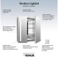 Verdera lighted medicine cabinets coordinate with surrounds and side kits in the kohler. Kohler K 99009 Tl Na N A Verdera 30 X 34 Lighted Mirrored Medicine Cabinet With Plain Mirror And Led Lighting Two Doors Two Shelves And Flip Out Mirror Faucet Com