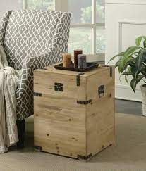 Rustic Trunk End Side Table Storage