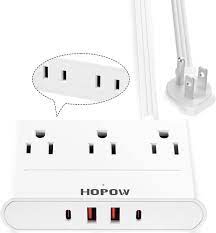 Hopow Flat Plug Power Strip 6 Ft Ultra