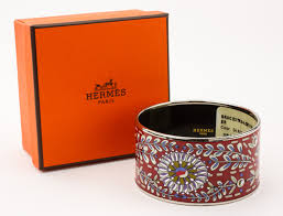 Details About Hermes Rouge Extra Wide Palladium Plated Bangle Size 70
