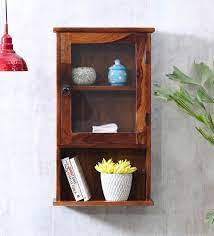 sheesham wood cabinet wall shelf