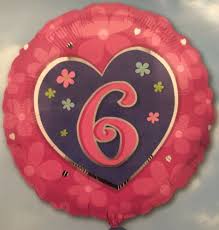 amscan age 6 pink heart birthday foil