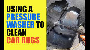 power washing car rug using pressure