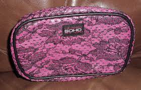 soho makeup bag black and hot pink