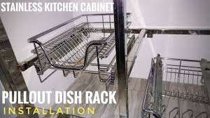 pullout dish rack sa kitchen cabinet