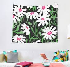 White Daisy Flowers Tapestry For