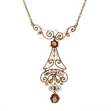 mine cut diamond lavalier necklace