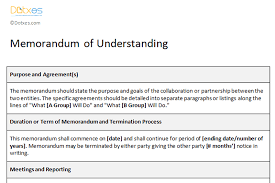 Memorandum Of Understanding Sample Template Dotxes