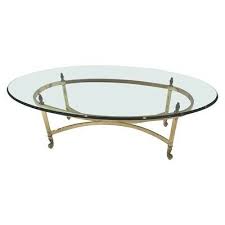 Brass And Glass Oval Coffee Table