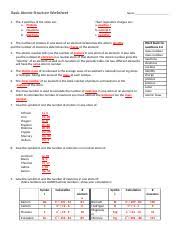 Basic atomic structure worksheet answers 1 a protons b neutrons c electrons a positive b neutral c negative 2 atomic number or identity. Key Basic Atomic Structure Worksheet Docx Basic Atomic Structure Worksheet Name 1 The 3 Particles Of The Atom Are A Protons A Neutrons B Electrons Course Hero