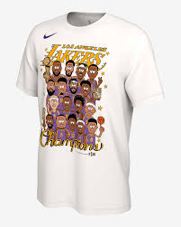 The los angeles lakers defeated the miami heat in game 6 of the finals on sunday night to claim their 17th nba championship, a tie led by performances from lebron james and anthony davis, the lakers were crowned the 2020 nba champions after defeating the miami heat at walt disney. Los Angeles Lakers Champions Nike Nba Club Roster T Shirt Nike Com