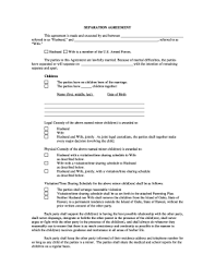 separation agreement template fill