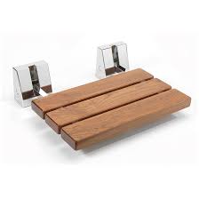 Wall Mounted Wooden Shower Seat Chrome
