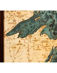 Woodcharts Great Lakes Lg Bathymetric 3 D Wood Carved Nautical Chart