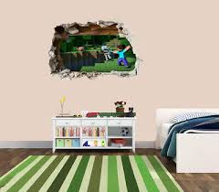 3d Smashed Wall Mural Minecraft Wall