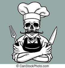 Tatuje de calavera con dos cuchillos con gorro de. Chef Skull Calavera Con Sombrero De Chef Y Cubiertos Cruzados Canstock
