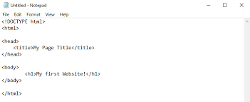 create an html page using notepad and