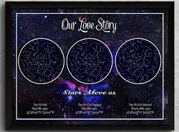 Custom Star Map By Date Night Sky Wedding Constellation