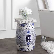 white ceramic barrel garden stool