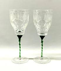 Tulip Shaped Wheel Cut Crystal Wine Glasses