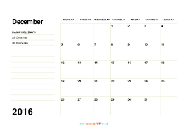 December 2016 Calendar Free Monthly Calendar Templates For Uk