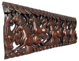 Horse Feng Shui Symbol Wood Carved Wall