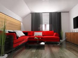 red sofa in modern interior stock photo
