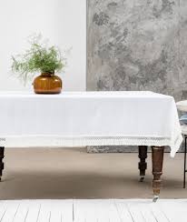linen tablecloth with macrame
