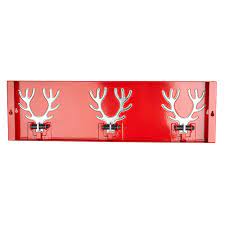 Wall coat rack with 3 hooks in red with ...