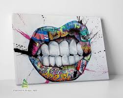 Graffiti Lips Mouth Canvas Art Wall Art