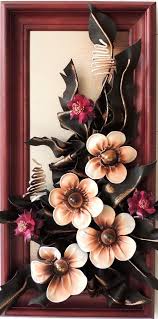 Flowers In A Long Narrow Mahogany Frame