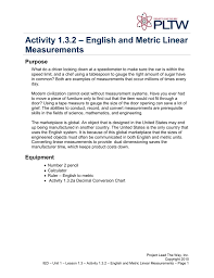 Activity 1 3 2 English Metric Lineare Measurements