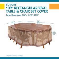 Duck Covers Rectangular Oval Patio Table With Chairs Cover Brown