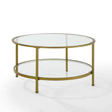 milayan round brass glass coffee table