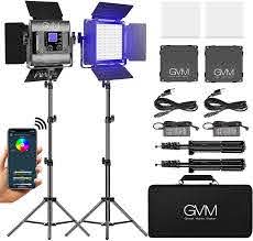 Amazon Com Gvm Rgb Led Video Light Photography Lighting With App Control 800d Video Lighting Kit For Youtube Studio 2 Packs Led Panel Light 3200k 5600k 8 Kinds Of The Scene Lights Cri
