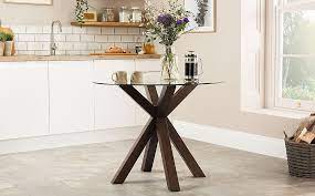 Dark Wood And Glass 100cm Dining Table