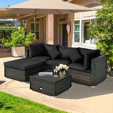 Costway 5pcs Outdoor Patio Rattan