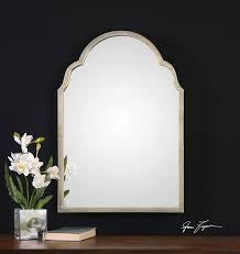 silver shaped arch wall vanity mirror